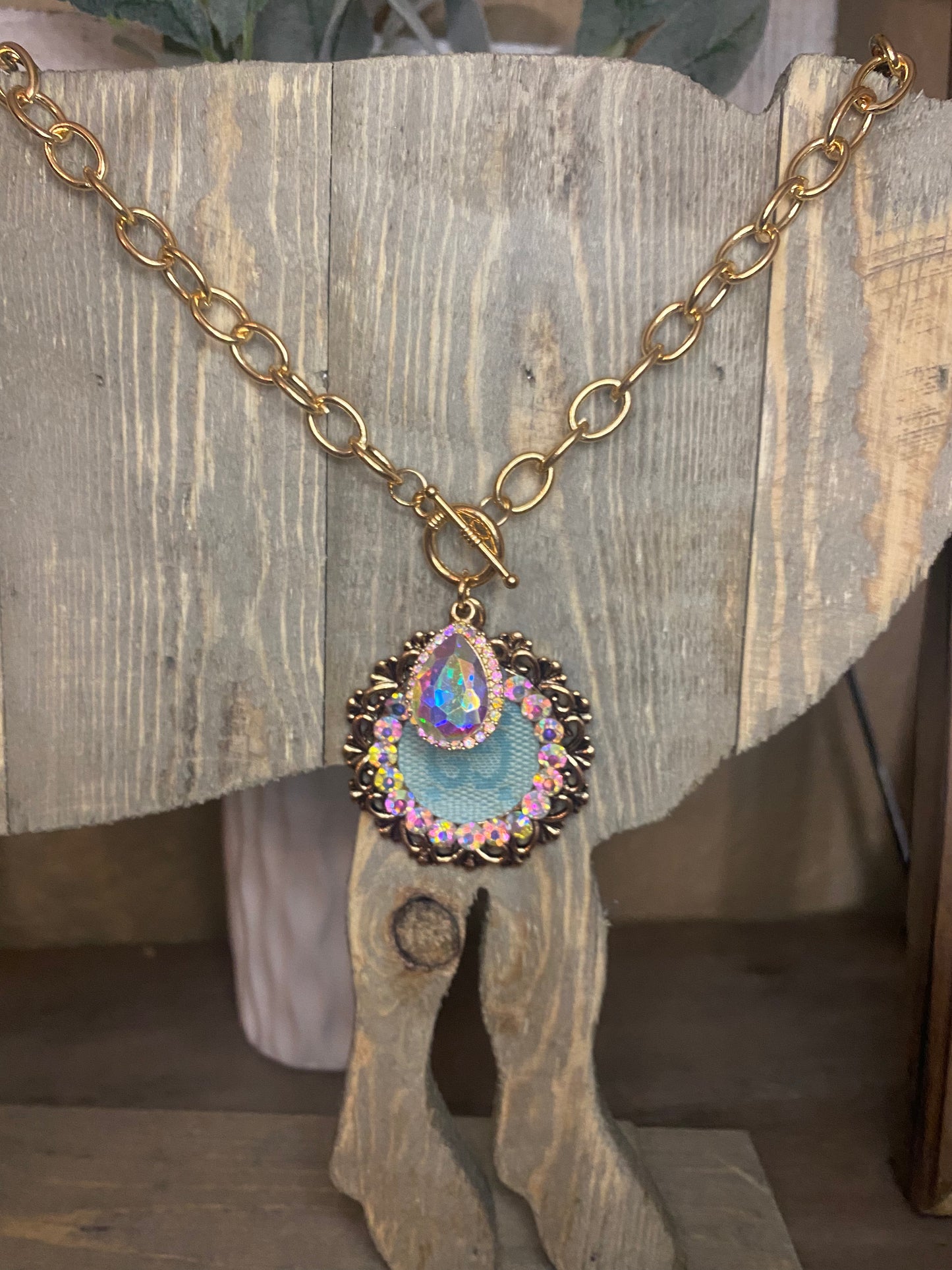 Upcycled Toggle Necklace with Charm- Options