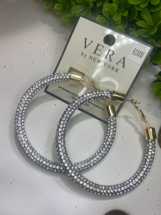 Statement Rhinestone Hoop Earrings