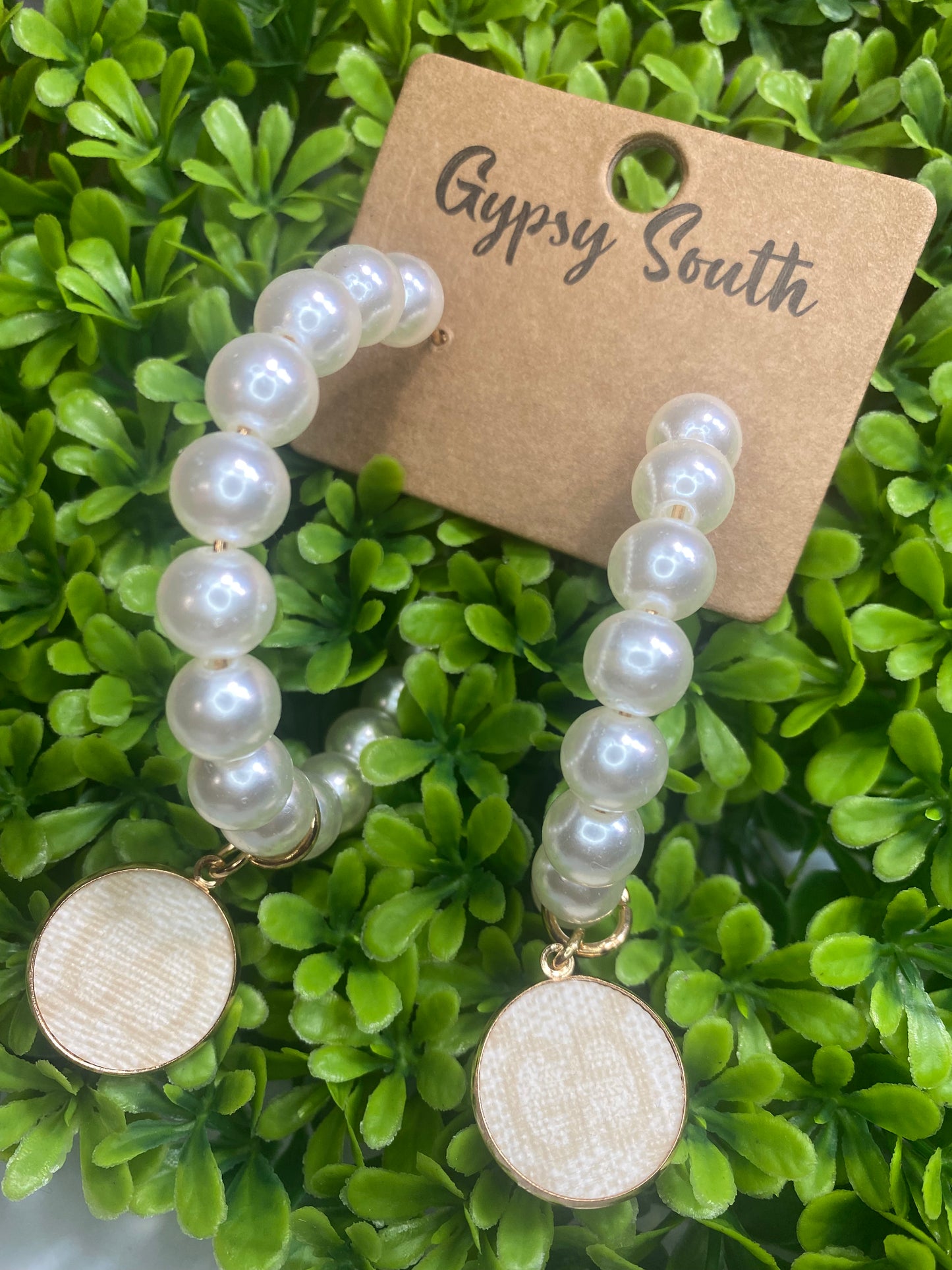 Upcycled GG Ivory Boujie Pearl Hoops