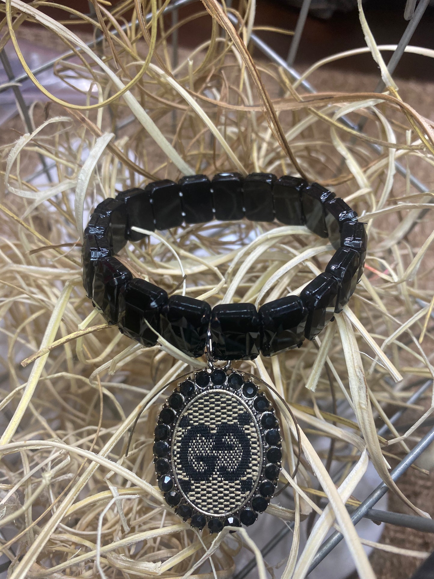 Upcycled GG Black with Black Crystals Bracelet