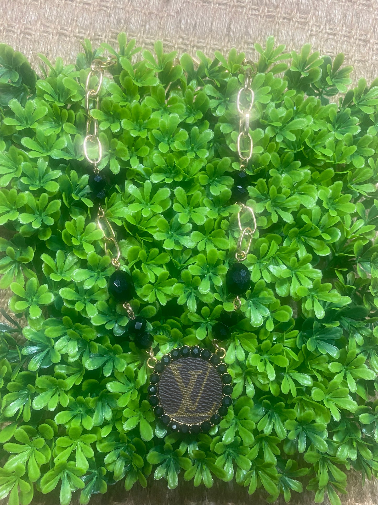 Upcycled LV Black and Gold Necklace