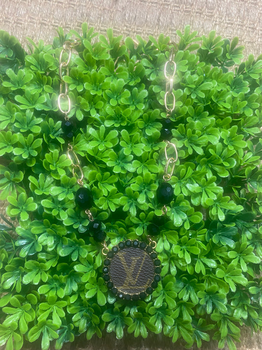 Upcycled LV Black and Gold Necklace