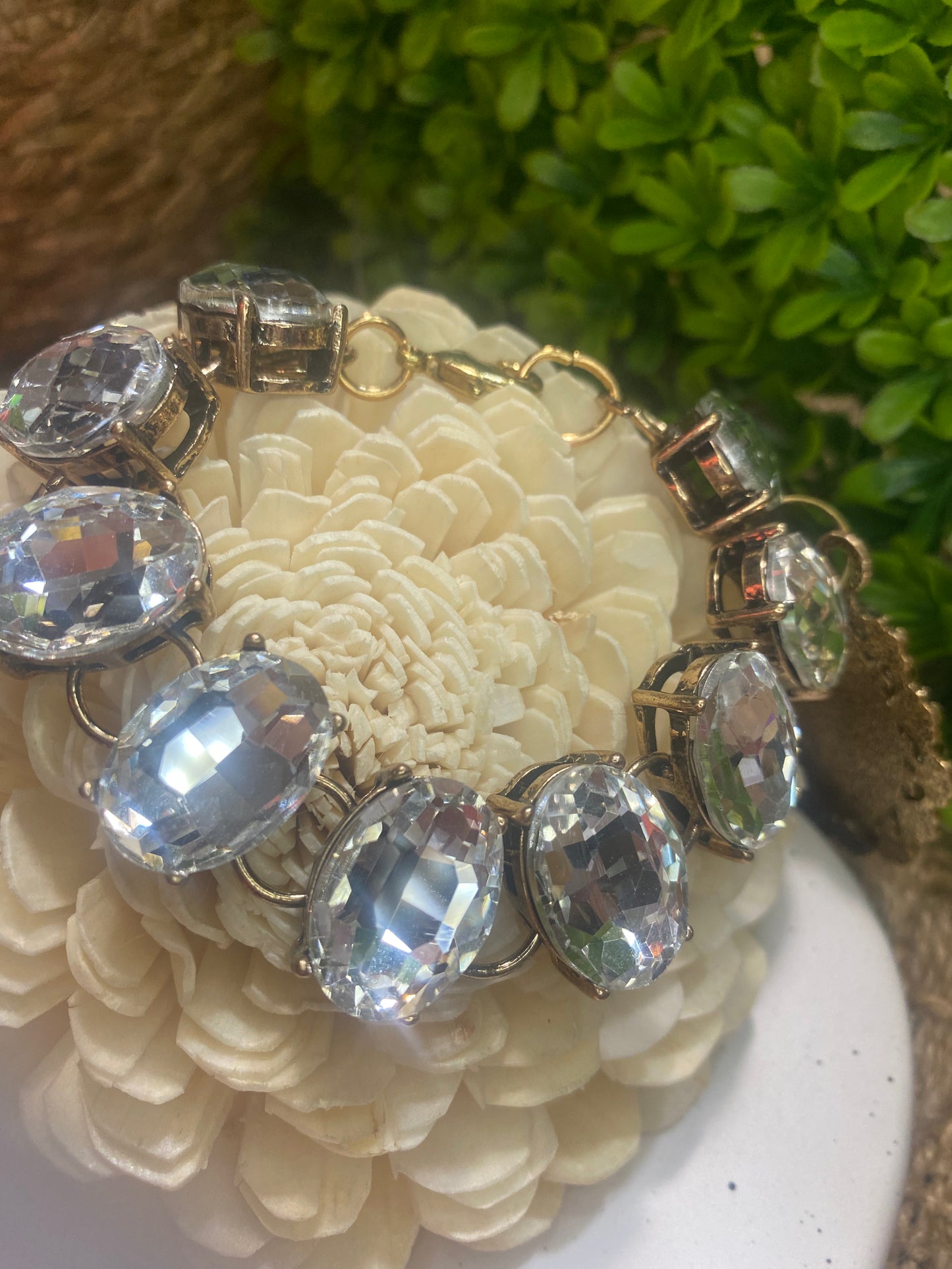 Upcycled GG Tiffany with Clear Crystals Gold Bracelet