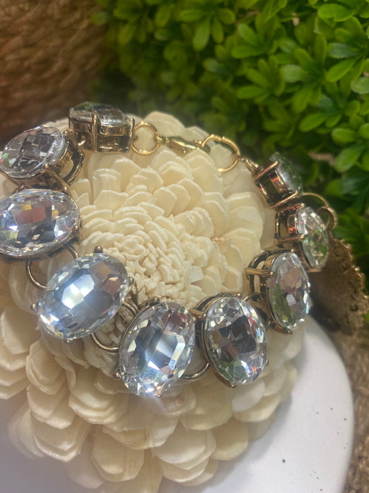 Upcycled GG Tiffany with Clear Crystals Gold Bracelet