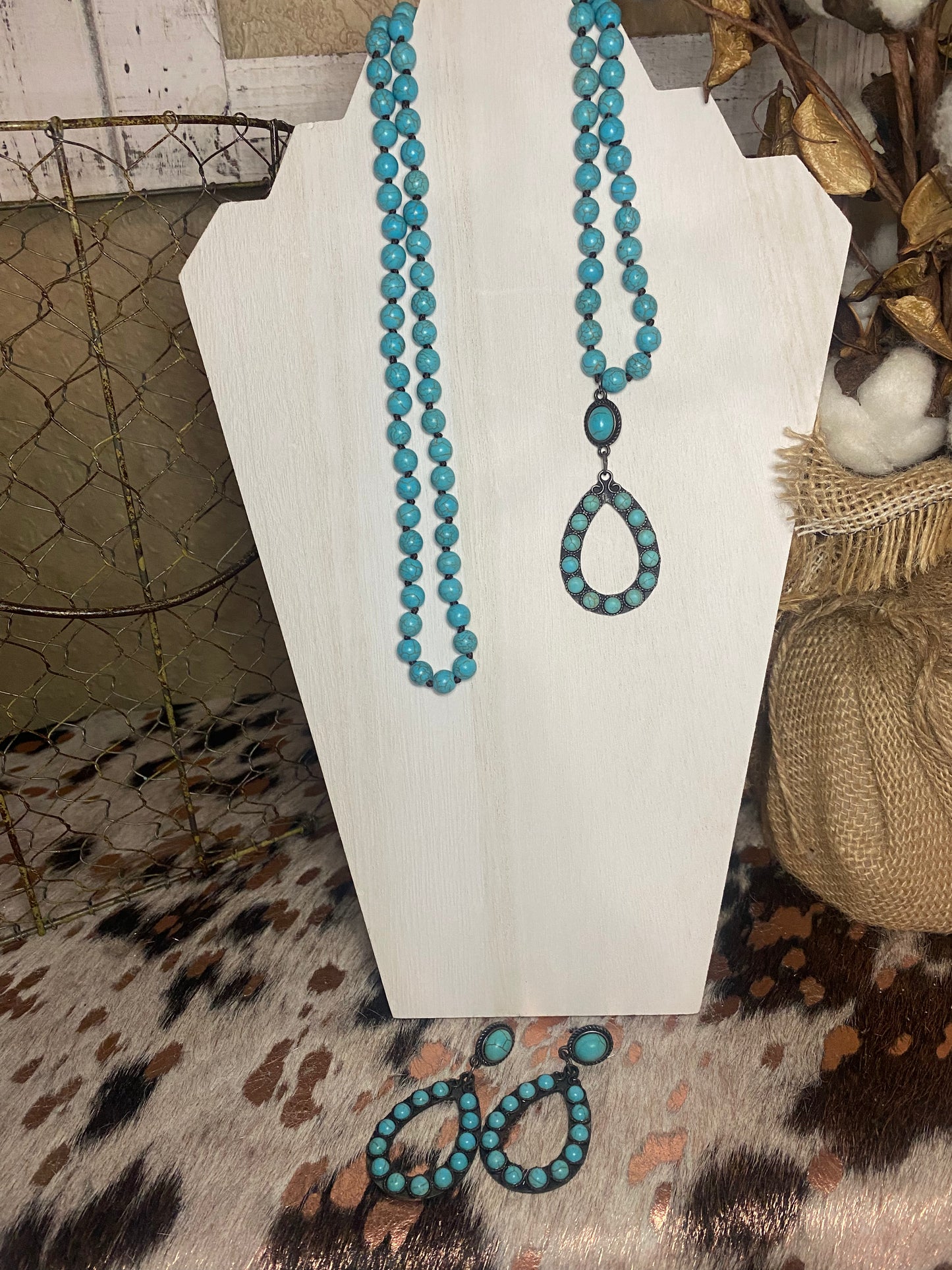 Natural Stone Necklace & Earring Set