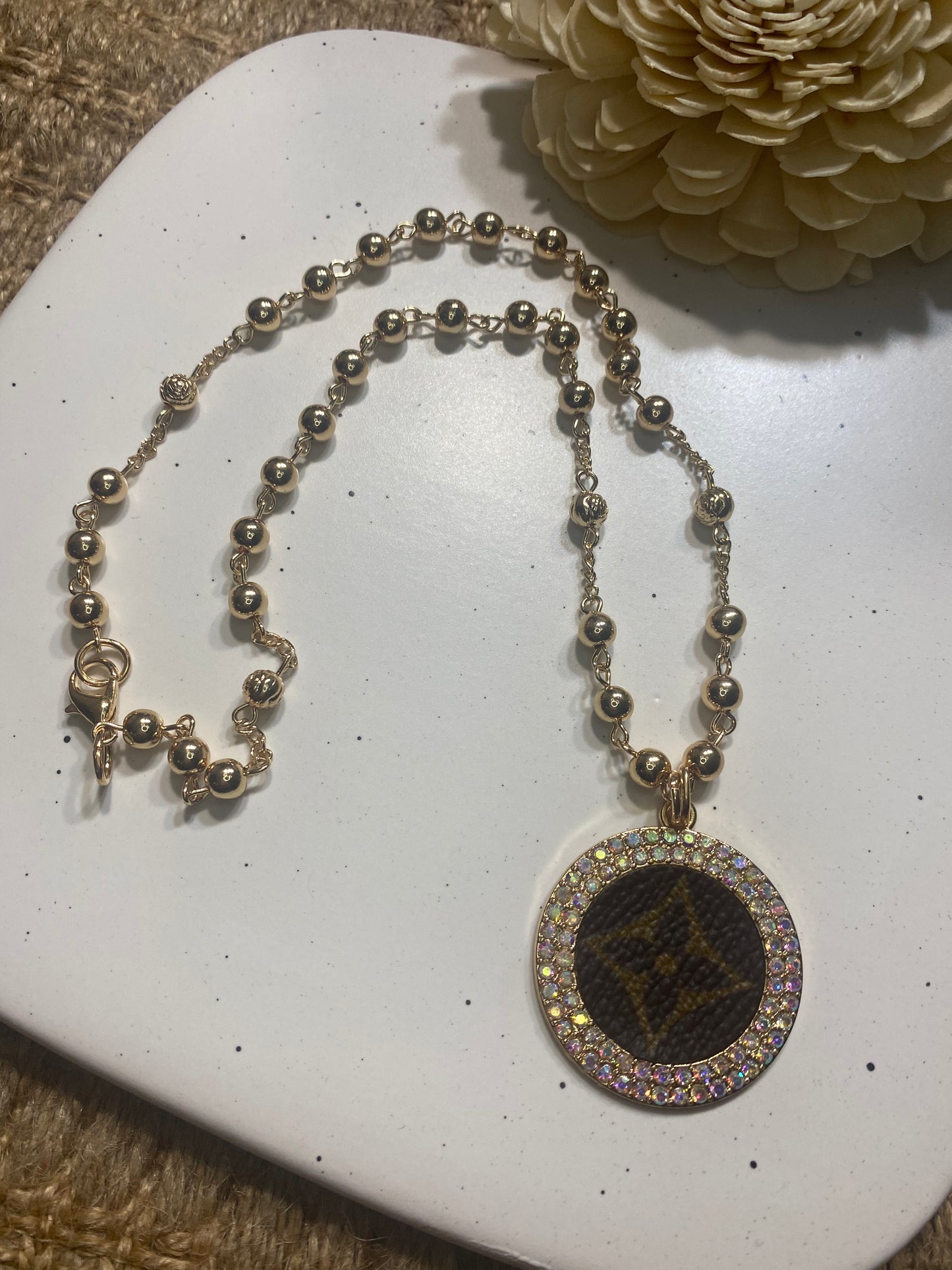 Upcycled LV Bead Necklace