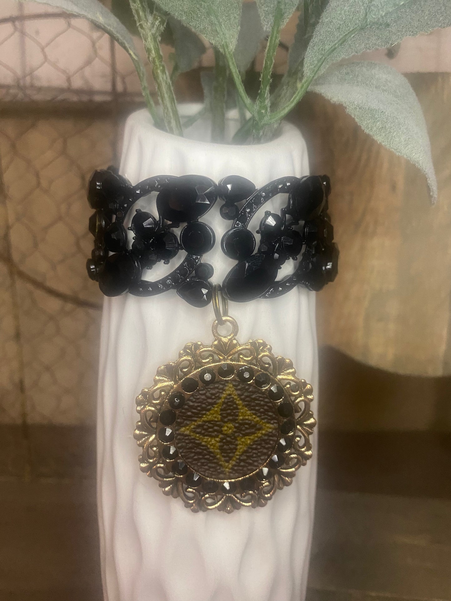 Upcycled LV Black Bracelet