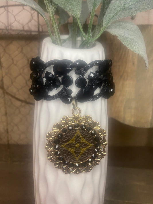 Upcycled LV Black Bracelet