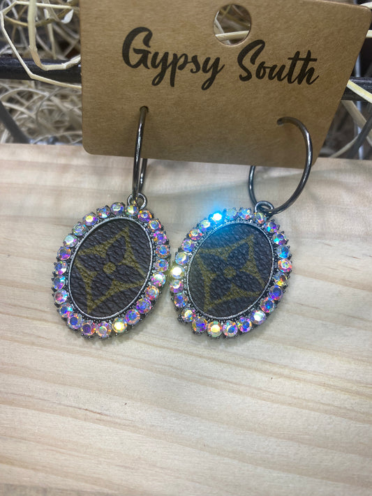 Upcycled LV Small Hoops AB Crystals