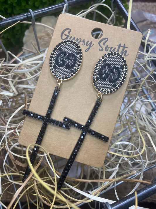 Upcycled GG Black Crystal Cross