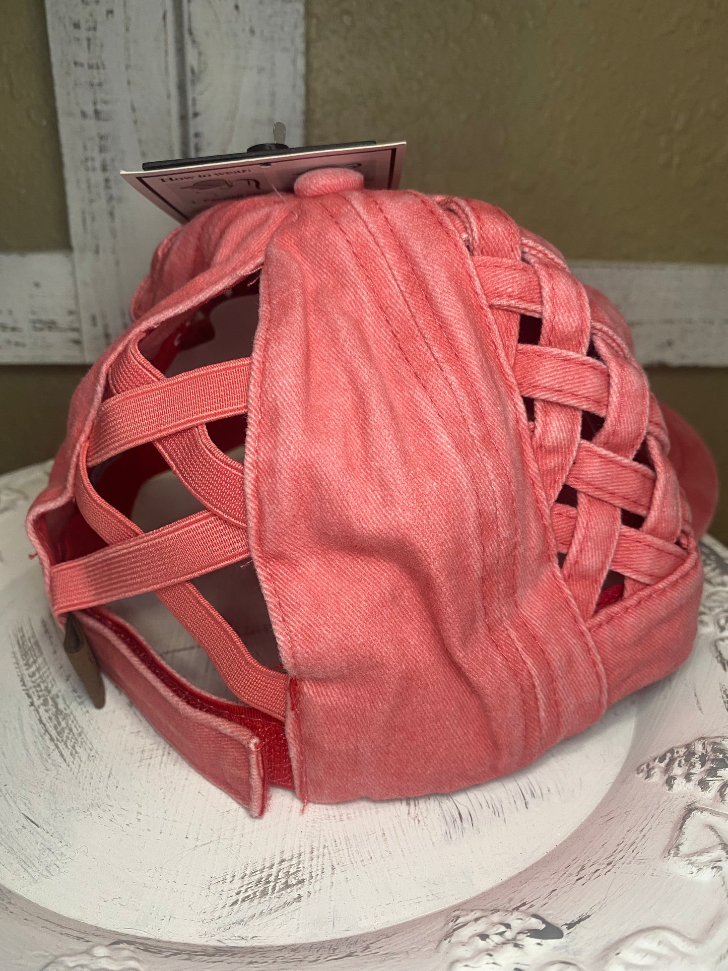 Upcycled LV Side Criss- Cross Hat- PINK