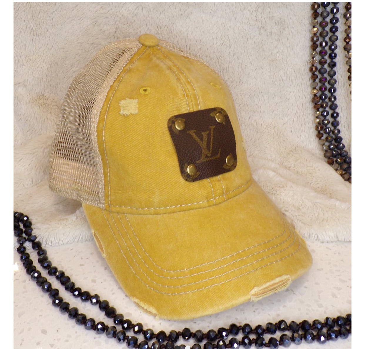 Upcycled LV Ponytail- Yellow