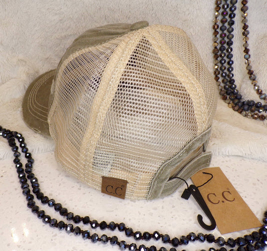 Upcycled LV Baseball Hat- Sage