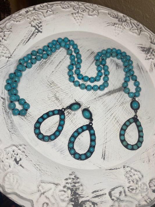 Natural Stone Necklace & Earring Set