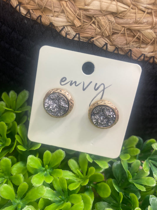 Druzy Post Stud Earrings