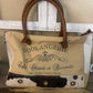 Clea Ray Fabric Tote with Cowhide Trime